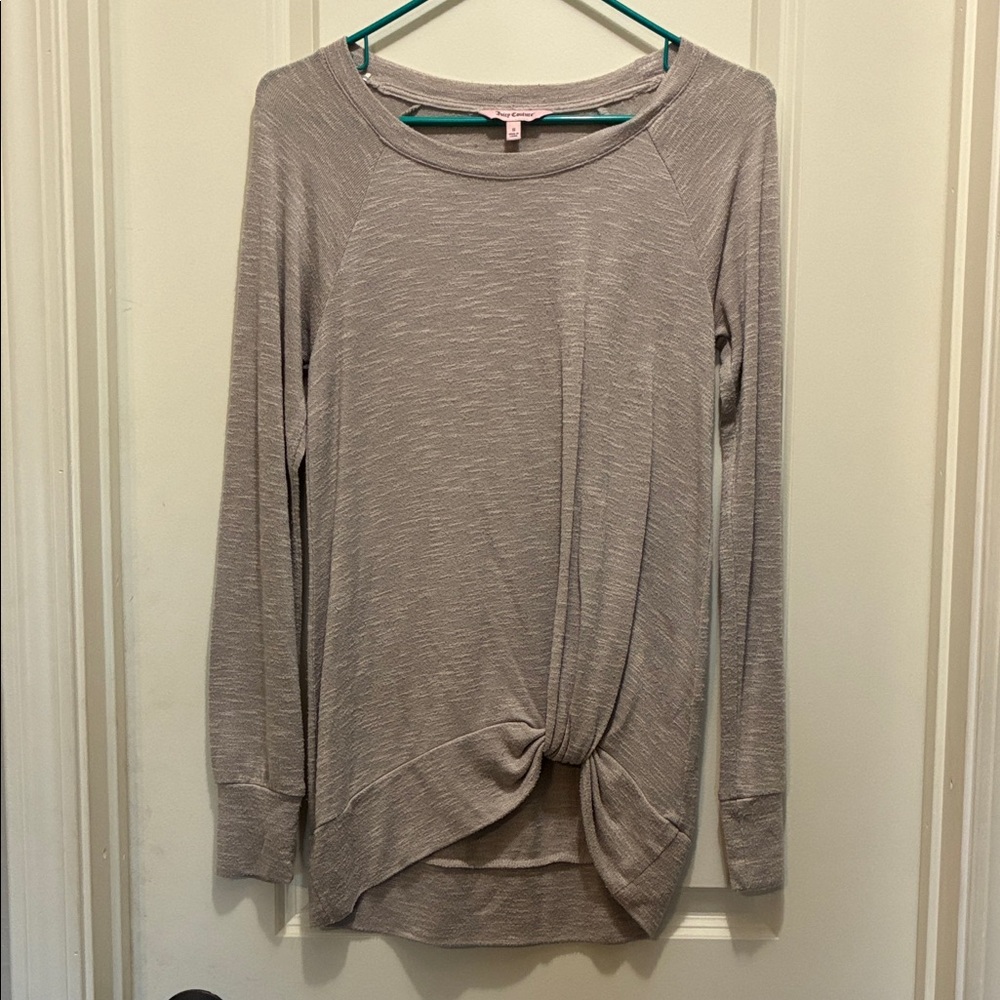 Women's Juicy Couture Small Knotted Hem Top - Taupe